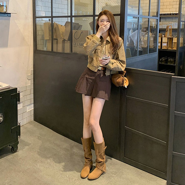 【シューズ】🖤6cmスタイルアップ！柔らかくて履きやすい✨韓国風ベルト付きミドルブーツ レディース 秋冬新作