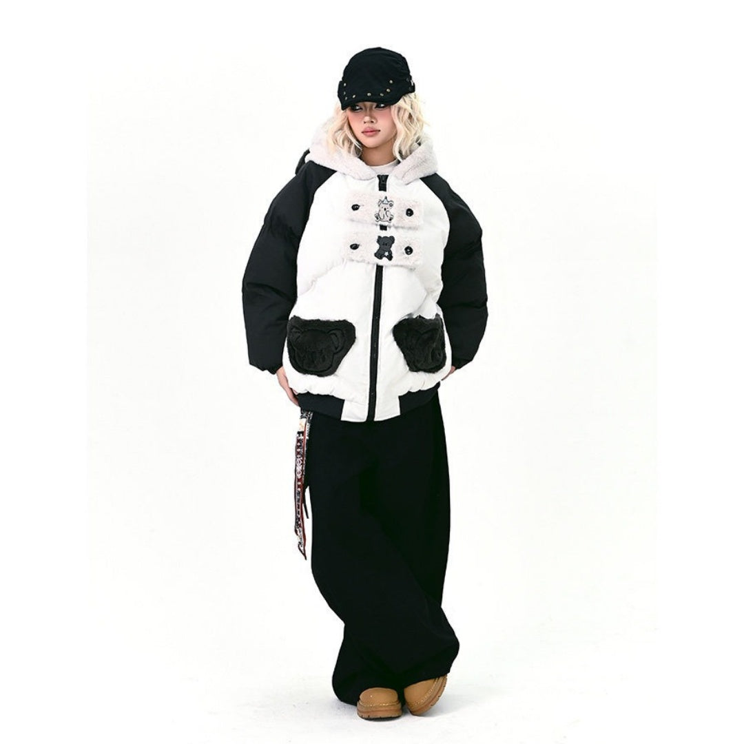 【アウター】韓国風 ゆったり 動物耳 目立つ 売れ筋  フード付き 綿入れコート【FCシリーズ】