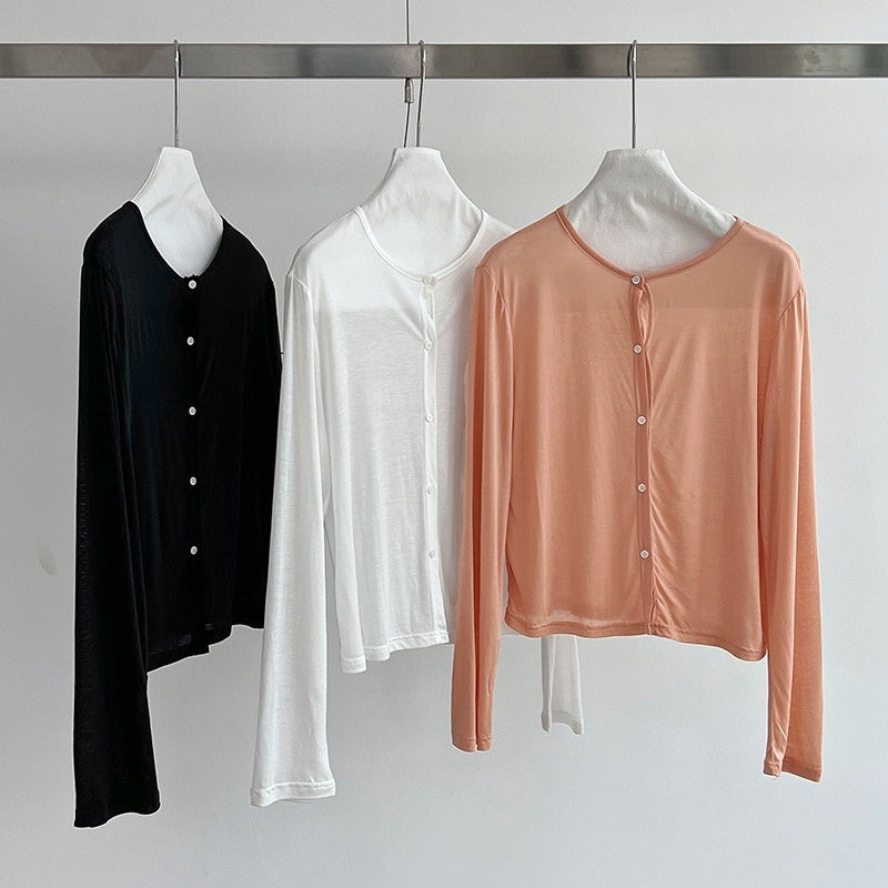 【アウター】夏 春 秋 テンセル 日焼け止め 涼やか カーディガン【SNシリーズ】