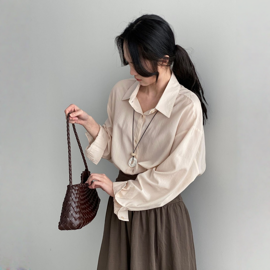 期間限定⭐️60%OFF【トップス】テンセル100% 襟付き シングルボタン 通気性 シャツ 【JZシリーズ】