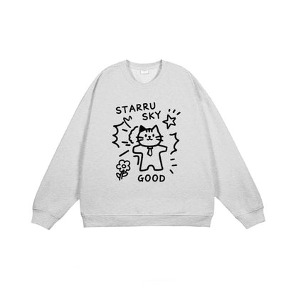 全7色【トップス】🐾子猫柄 クルーネック スウェット ユニセックス 秋冬 ゆったり かわいい パーカー【FCシリーズ】