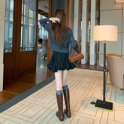 【シューズ】インヒール 春 秋 冬 スクエアラウンドトゥ ライダーブーツ 【JZシリーズ】