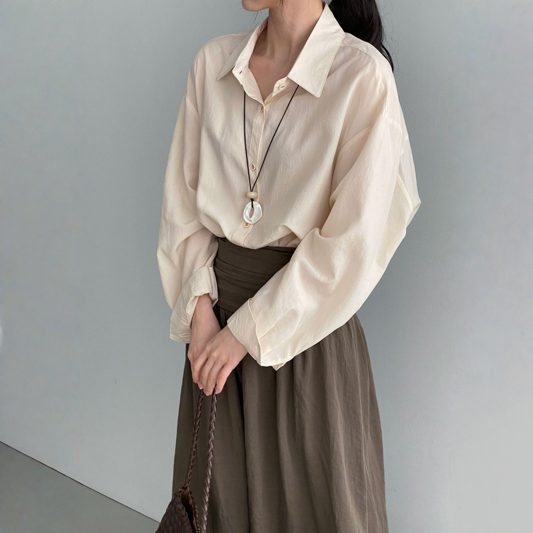 期間限定⭐️60%OFF【トップス】テンセル100% 襟付き シングルボタン 通気性 シャツ 【JZシリーズ】