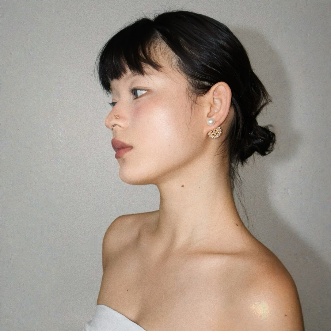 【グッズ】星屑デザイン 前後2WAY  紫陽花 パール ピアス/イヤリング 【JZシリーズ】