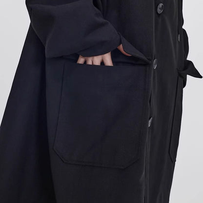 【アウター】秋冬 暗黒系デザイン ミディ丈 ゆったり大きめサイズ フード付きトレンチコート/綿入れコート レディース【AHシリーズ】