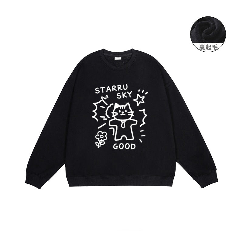 全7色【トップス】🐾子猫柄 クルーネック スウェット ユニセックス 秋冬 ゆったり かわいい パーカー【FCシリーズ】