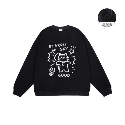 全7色【トップス】🐾子猫柄 クルーネック スウェット ユニセックス 秋冬 ゆったり かわいい パーカー【FCシリーズ】