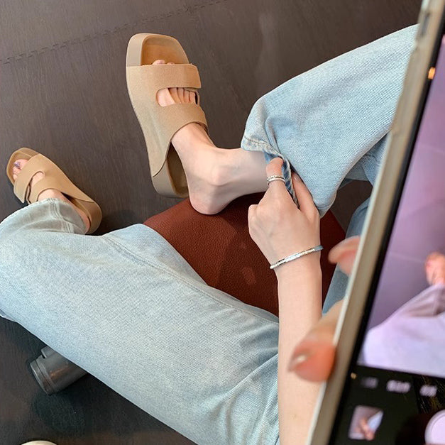 【シューズ】夏 厚底 ダブルマジックテープ 外履き対応 ビルケンサンダル