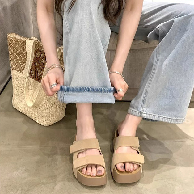 【シューズ】夏 厚底 ダブルマジックテープ 外履き対応 ビルケンサンダル