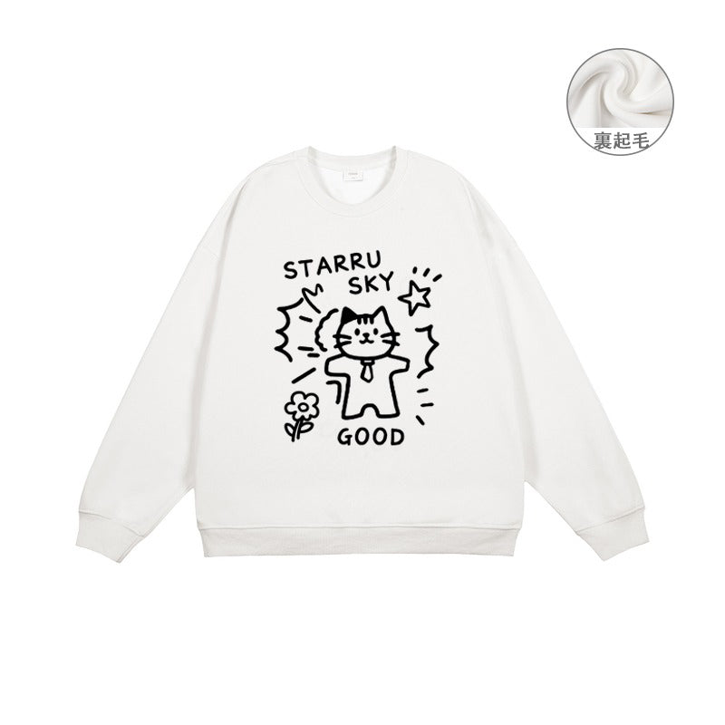 全7色【トップス】🐾子猫柄 クルーネック スウェット ユニセックス 秋冬 ゆったり かわいい パーカー【FCシリーズ】