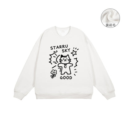 全7色【トップス】🐾子猫柄 クルーネック スウェット ユニセックス 秋冬 ゆったり かわいい パーカー【FCシリーズ】