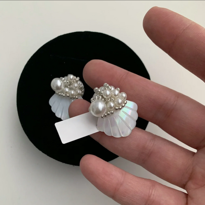 【グッズ】【🌊マーメイドパーティー】天然シェル ハンドメイドビーズ 個性的なギフト 軽奢ヴィンテージ風 ピアス / イヤリング 【JZシリーズ】