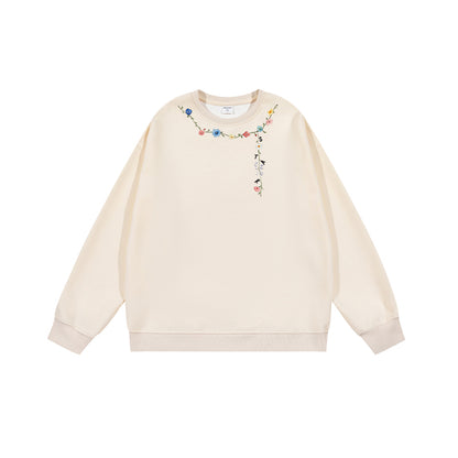 全7色【トップス】🌼花柄プリント クルーネック スウェット ユニセックス 秋 裏起毛 厚手 パーカー【FCシリーズ】