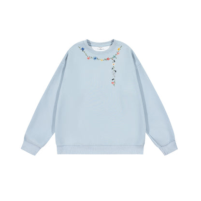 全7色【トップス】🌼花柄プリント クルーネック スウェット ユニセックス 秋 裏起毛 厚手 パーカー【FCシリーズ】