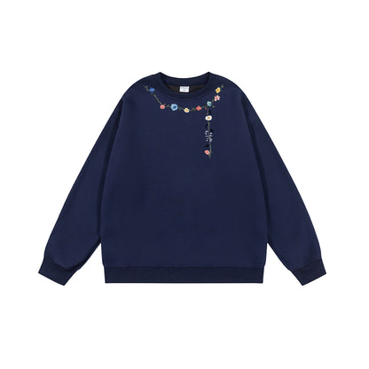 全7色【トップス】🌼花柄プリント クルーネック スウェット ユニセックス 秋 裏起毛 厚手 パーカー【FCシリーズ】