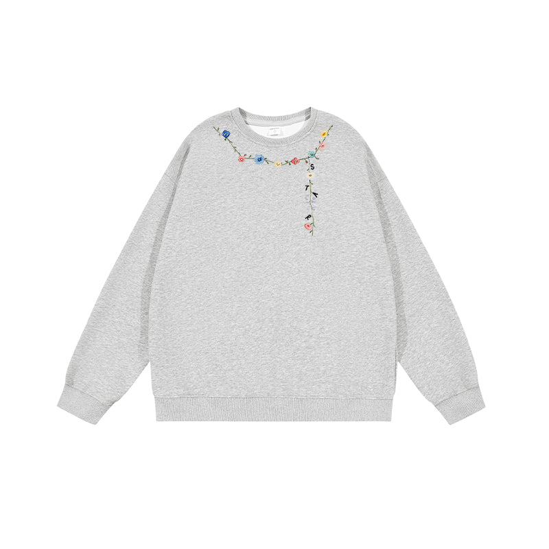 全7色【トップス】🌼花柄プリント クルーネック スウェット ユニセックス 秋 裏起毛 厚手 パーカー【FCシリーズ】