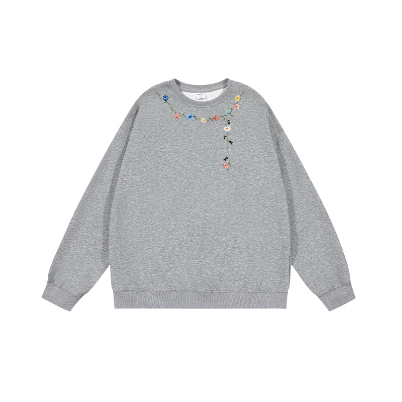 全7色【トップス】🌼花柄プリント クルーネック スウェット ユニセックス 秋 裏起毛 厚手 パーカー【FCシリーズ】