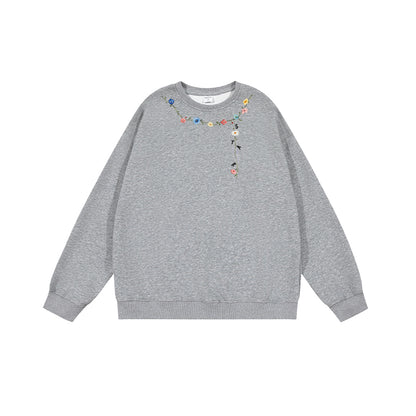 全7色【トップス】🌼花柄プリント クルーネック スウェット ユニセックス 秋 裏起毛 厚手 パーカー【FCシリーズ】