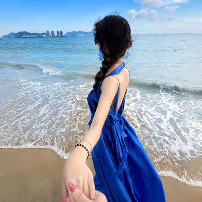 【ワンピース】【10～15日内発送】高級感 フレンチサマー 海辺リゾート ノースリーブキャミワンピース【JZシリーズ】