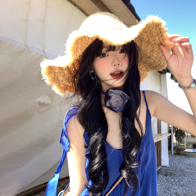 【ワンピース】【10～15日内発送】高級感 フレンチサマー 海辺リゾート ノースリーブキャミワンピース【JZシリーズ】