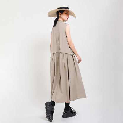【ワンピース】欧米風 ノースリーブワンピース｜レイヤード風 ロング丈｜着痩せ 脚長効果 2026夏新作【JZシリーズ】
