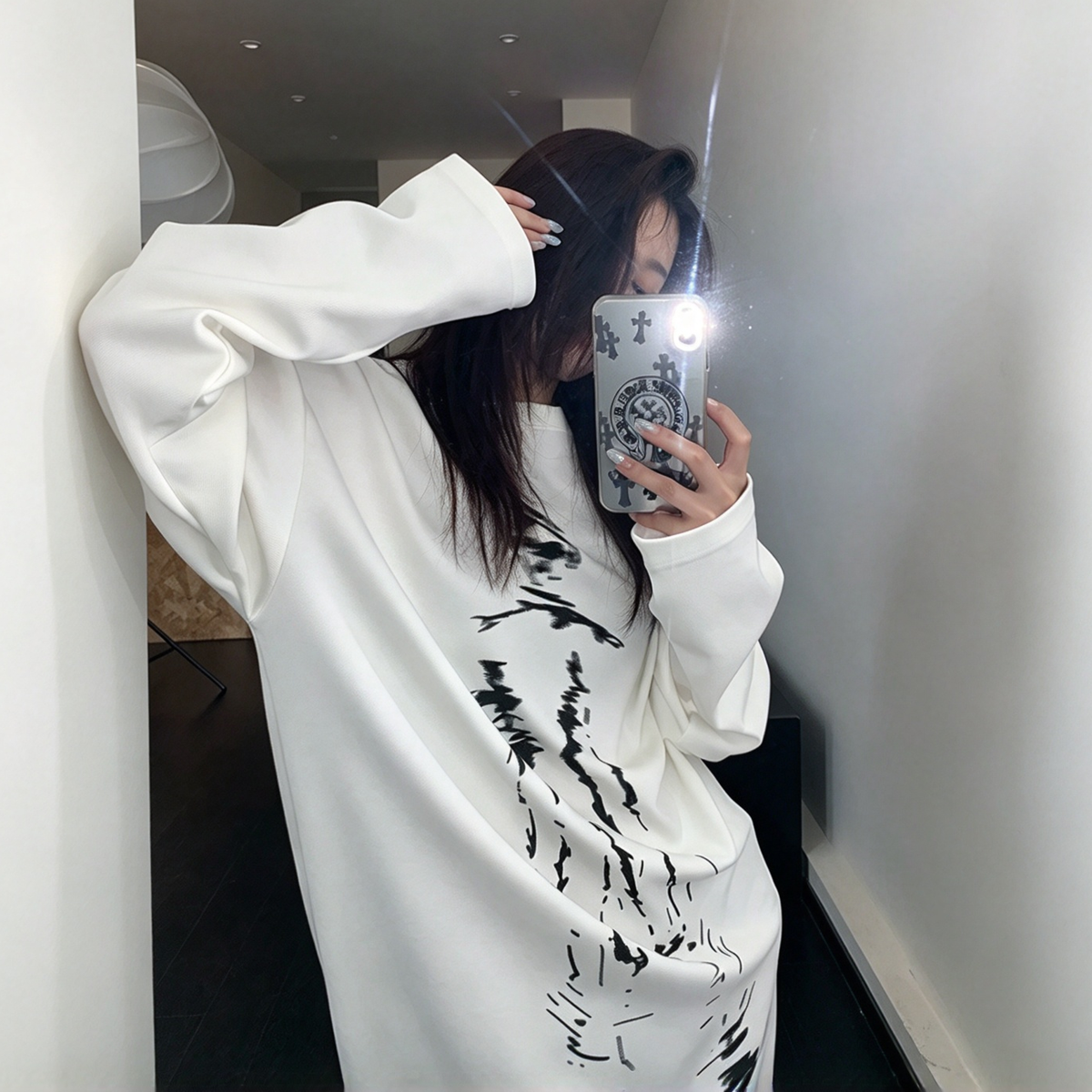 【ワンピース】薄手ロングワンピース レディース 初秋 長袖 ゆったり リラックス感 オーバーサイズ【FCシリーズ】