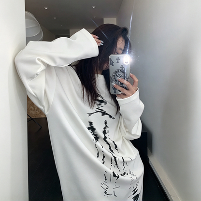 【ワンピース】薄手ロングワンピース レディース 初秋 長袖 ゆったり リラックス感 オーバーサイズ【FCシリーズ】