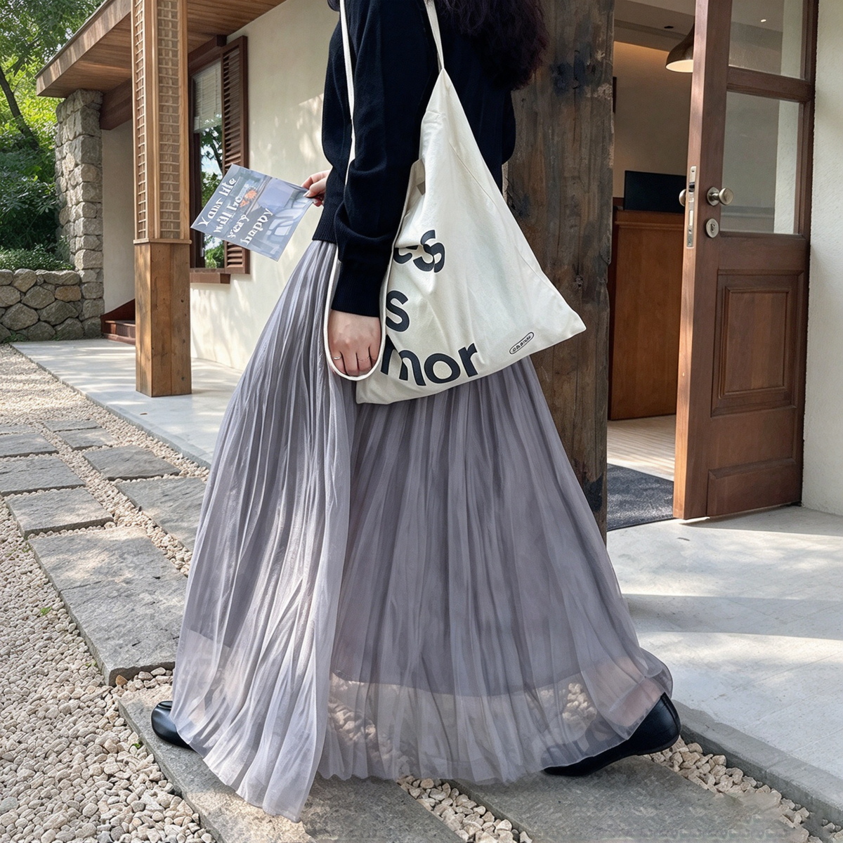 【ボトムス】ヴィンテージ風プリーツロングスカート レディース 秋新作 ウエストゴム 軽やか やわらか フェミニン【SHシリーズ】