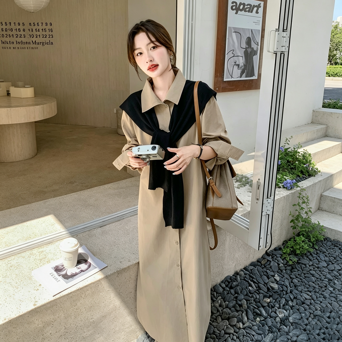 【ワンピース】大きいサイズロングワンピース レディース 春秋 ゆったり ウエストマーク 体型カバー 着痩せ【JZシリーズ】