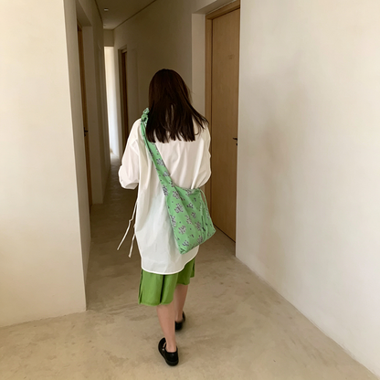 【バッグ】ミントグリーン 花柄ショルダーバッグ レディース 韓国風 斜め掛けバッグ 軽量 フェミニン 夏アイテム