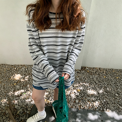 【トップス】バックオープンボーダーロンT レディース 紐付き ゆったり UV対策 春夏Ｔシャツ【JZシリーズ】