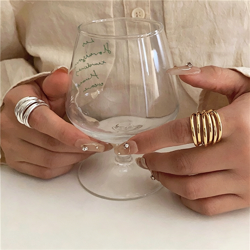 【グッズ】リング レディース マルチレイヤー メタル ワイドデザイン モード シンプル アクセサリー