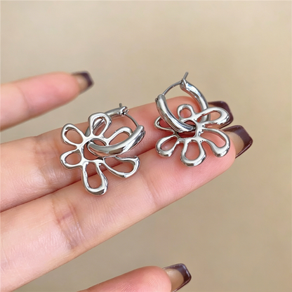 【グッズ】ピアス レディース シルバー メタル 2WAY フープピアス フレンチ風 上品 シンプル アクセサリー