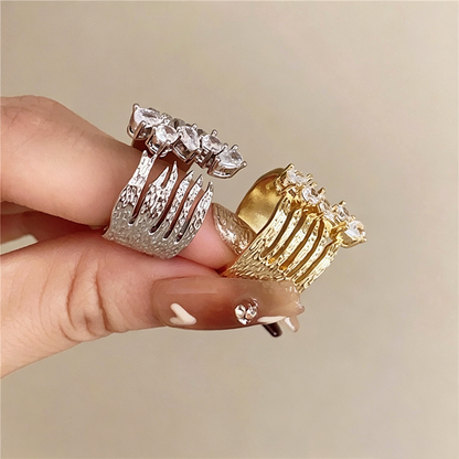 【グッズ】リング レディース キュービックジルコニア オープンリング フレンチ風 上品 モード アクセサリー