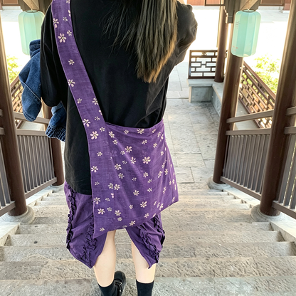【バッグ】大人可愛い 花柄ショルダーバッグ レディース くすみカラー 布バッグ 軽量 旅行 お出かけバッグ