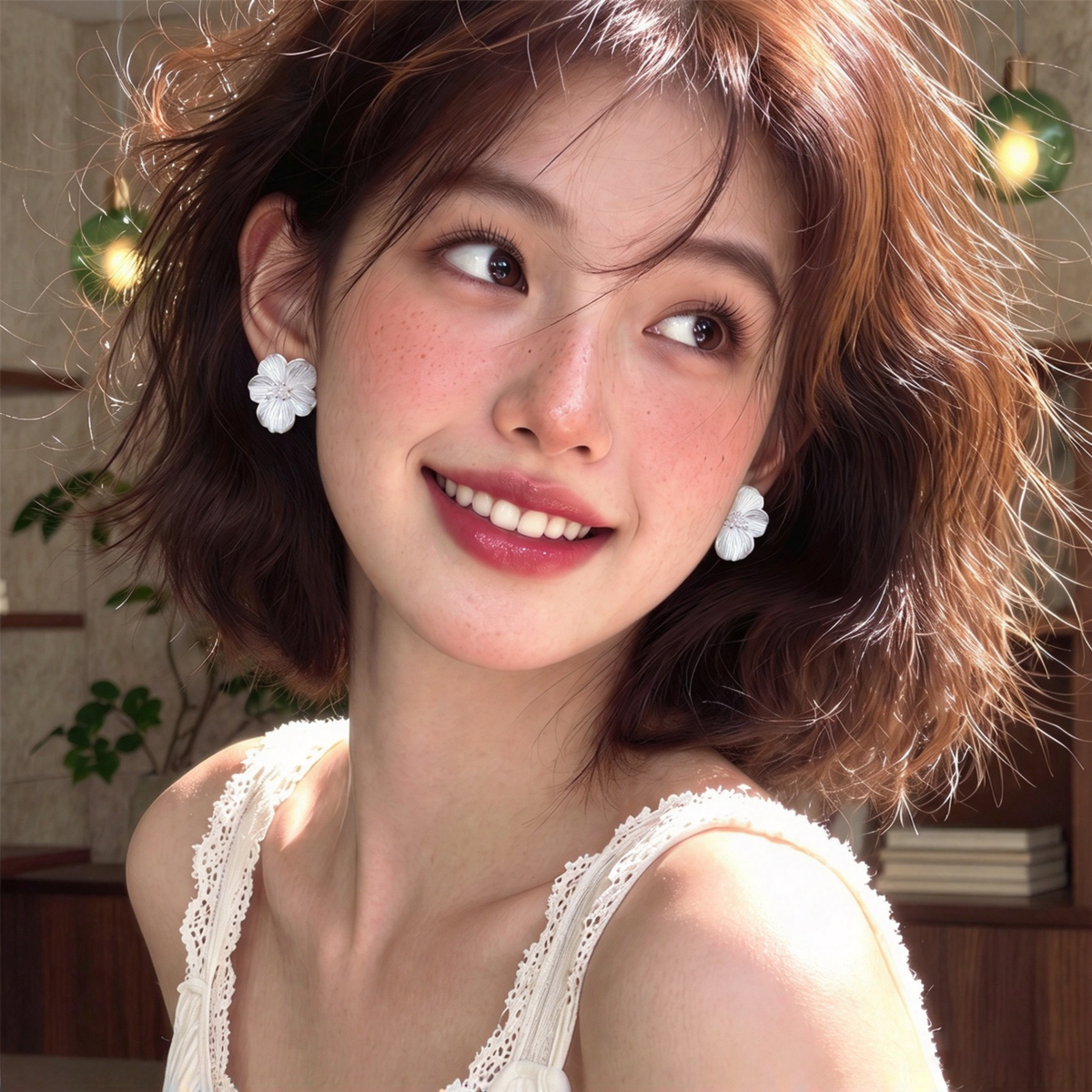 【グッズ】フレンチ風立体フラワーピアス レディース マットシルバー パール 花モチーフ 華やか