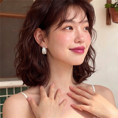 【グッズ】ピアス レディース シルバー マルチレイヤー Cフープ モード シンプル 上品 アクセサリー