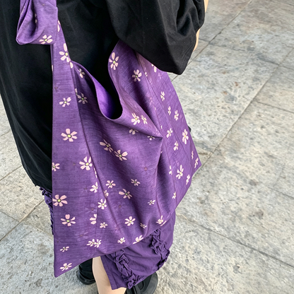 【バッグ】大人可愛い 花柄ショルダーバッグ レディース くすみカラー 布バッグ 軽量 旅行 お出かけバッグ