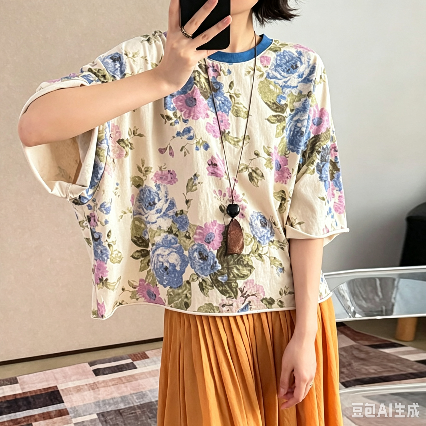 【トップス】レトロ花柄Tシャツ レディース 夏 半袖 ヴィンテージ風 ウォッシュ加工 ゆるトップス 大人カジュアル【JZシリーズ】