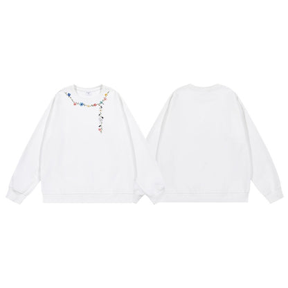 全7色【トップス】🌼花柄プリント クルーネック スウェット ユニセックス 秋 裏起毛 厚手 パーカー【FCシリーズ】