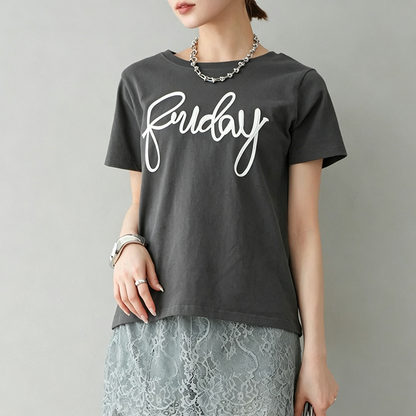 手工花朵裝飾簡約短袖T恤｜夏季氣質百搭款【JZ系列】