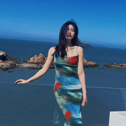 【ワンピース】【10～15日内発送】夏新作 デザイン性抜群 ノースリーブキャミワンピース レディース 高級感【SHシリーズ】