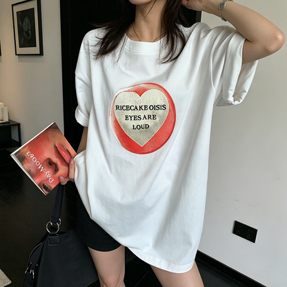【トップス】ヴィンテージ風 刺繍 コットン半袖Tシャツ レディース リラックス カジュアル ストリート系【FCシリーズ】