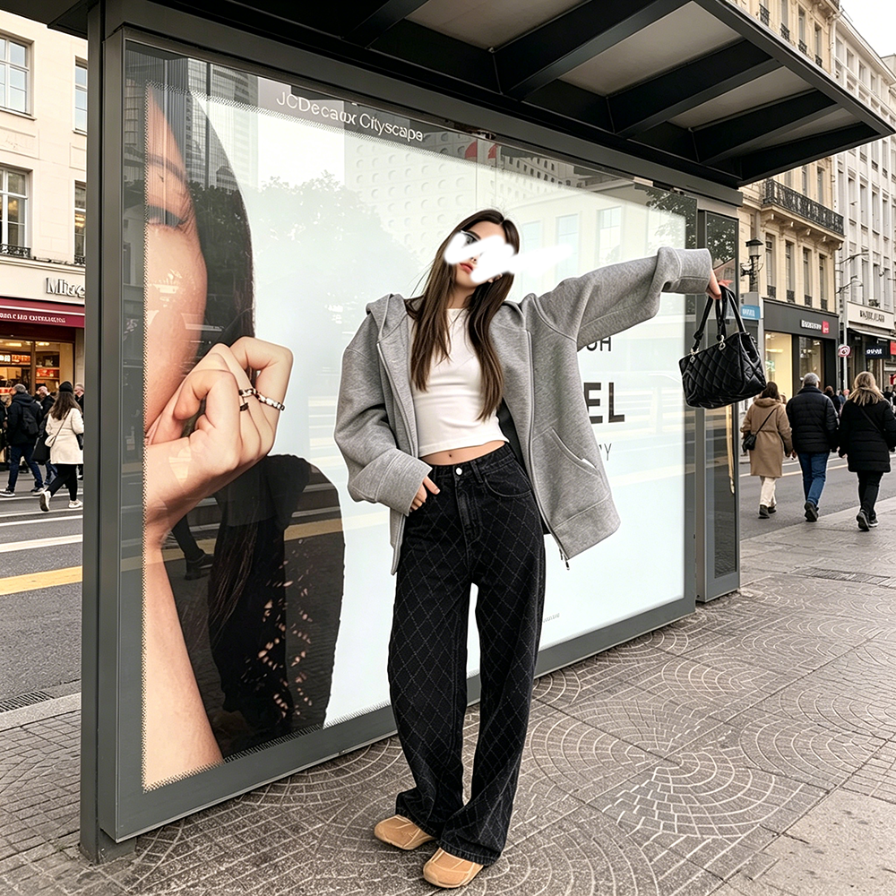 【ボトムス】デニムパンツ レディース ダイヤ柄デザイン ワイドパンツ ストレートシルエット ハイウエスト ゆったり カジュアル【JZシリーズ】
