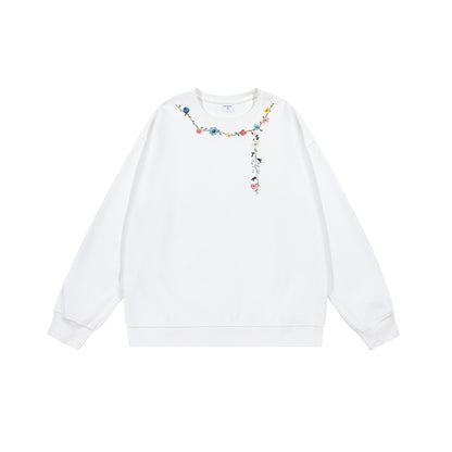 全7色【トップス】🌼花柄プリント クルーネック スウェット ユニセックス 秋 裏起毛 厚手 パーカー【FCシリーズ】