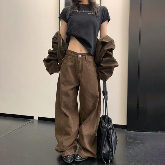 【ボトムス】アメリカンヴィンテージ ルーズシルエット ストレートパンツ レディース【FCシリーズ】