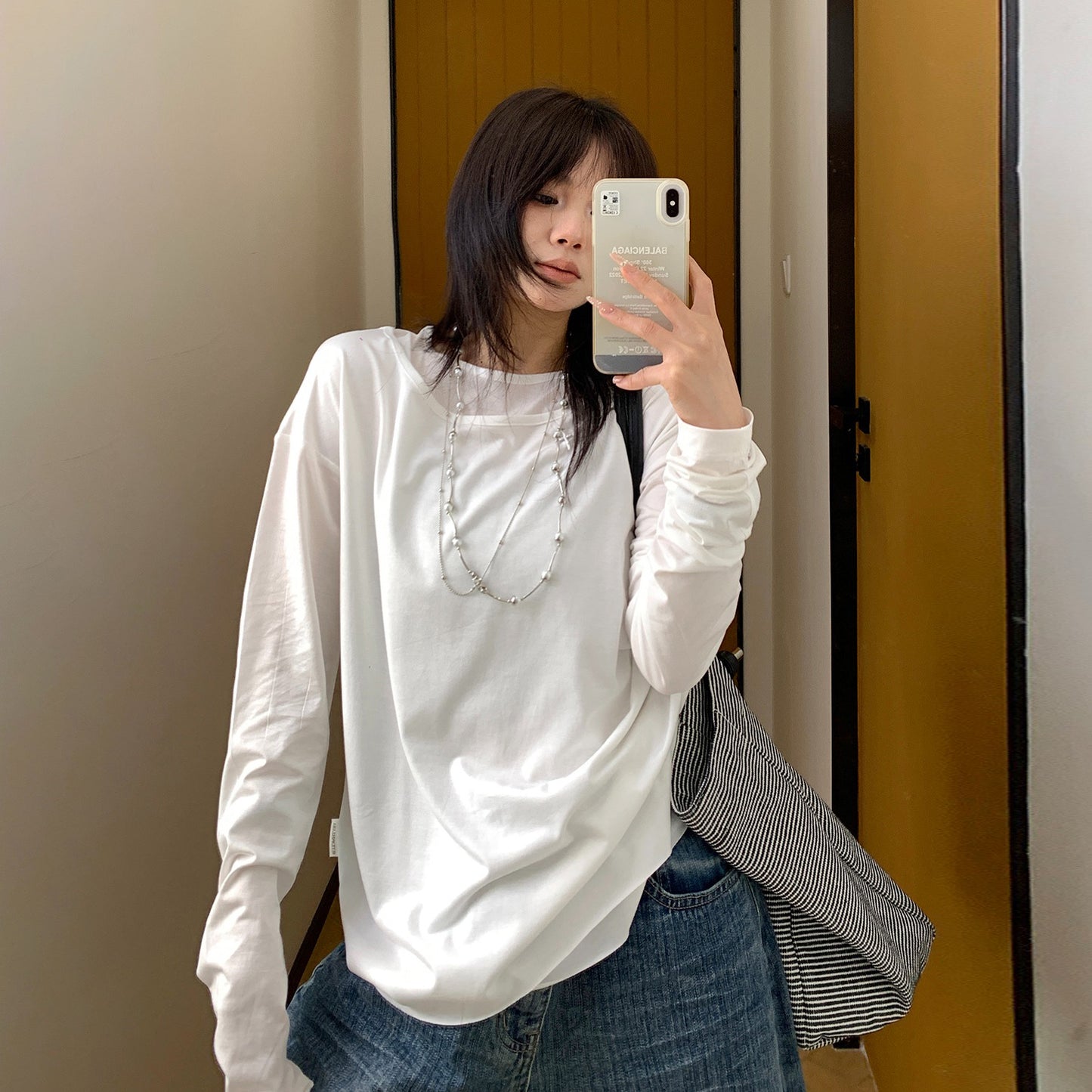 【トップス】【10～15日内発送】上品シルエット高級感 夏新作 シンプルレイヤード風 UVカット 薄手長袖Tシャツ【FCシリーズ】