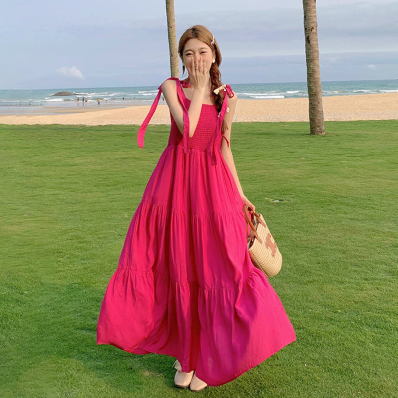 60%OFF【ワンピース】大人気 セクシー キャミドレス｜着痩せ ティアード ロング丈 2026新作｜リゾート ビーチ 旅行 ノースリーブワンピース【JZシリーズ】