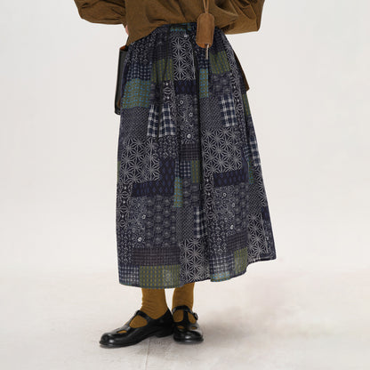 【ボトムス】レトロ 切替 スカート レディース 大きいサイズ ミディアム丈 Aライン フレアスカート チェック パッチワーク ロングスカート 初秋【SHシリーズ】【JZシリーズ】