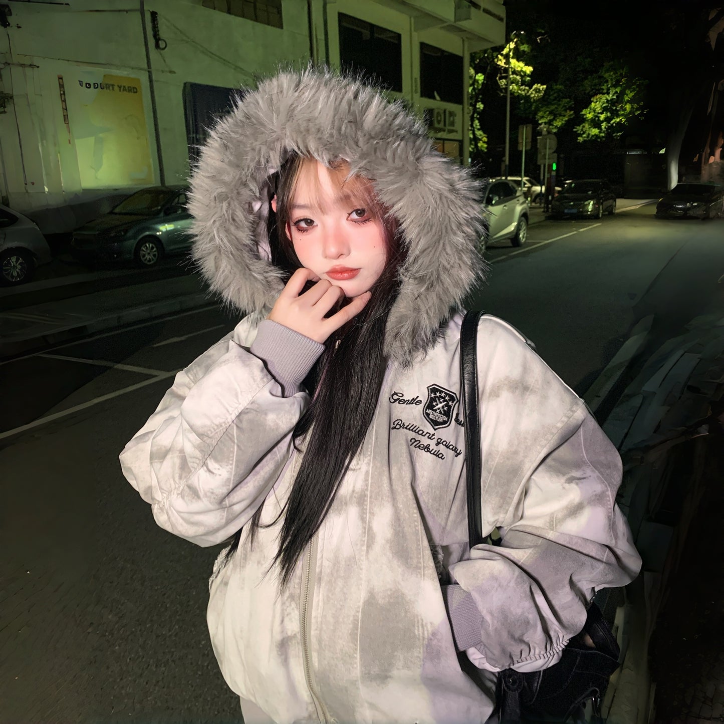 【アウター】アメリカン グラデーション フード付き メンズ＆レディース 厚手 痩せ見え 綿入れコート【FCシリーズ】